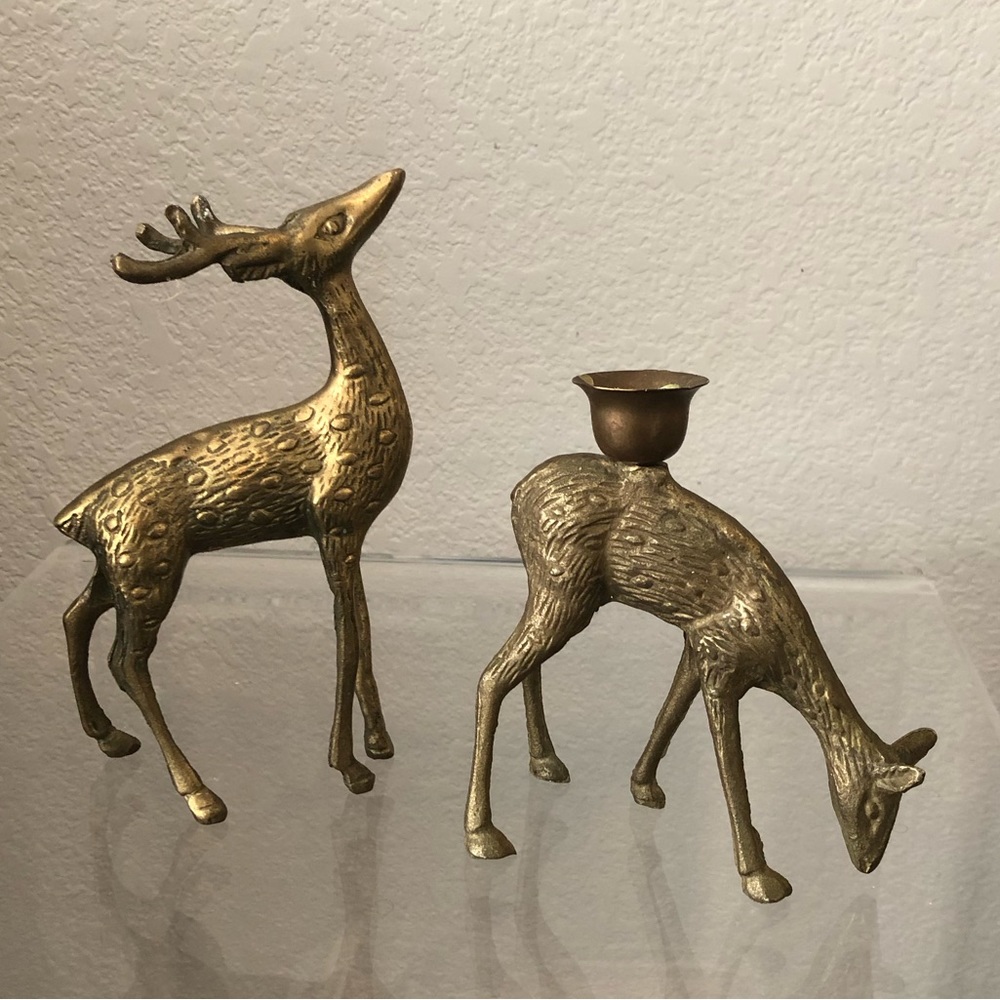 Vintage Mid Century Brass Deer